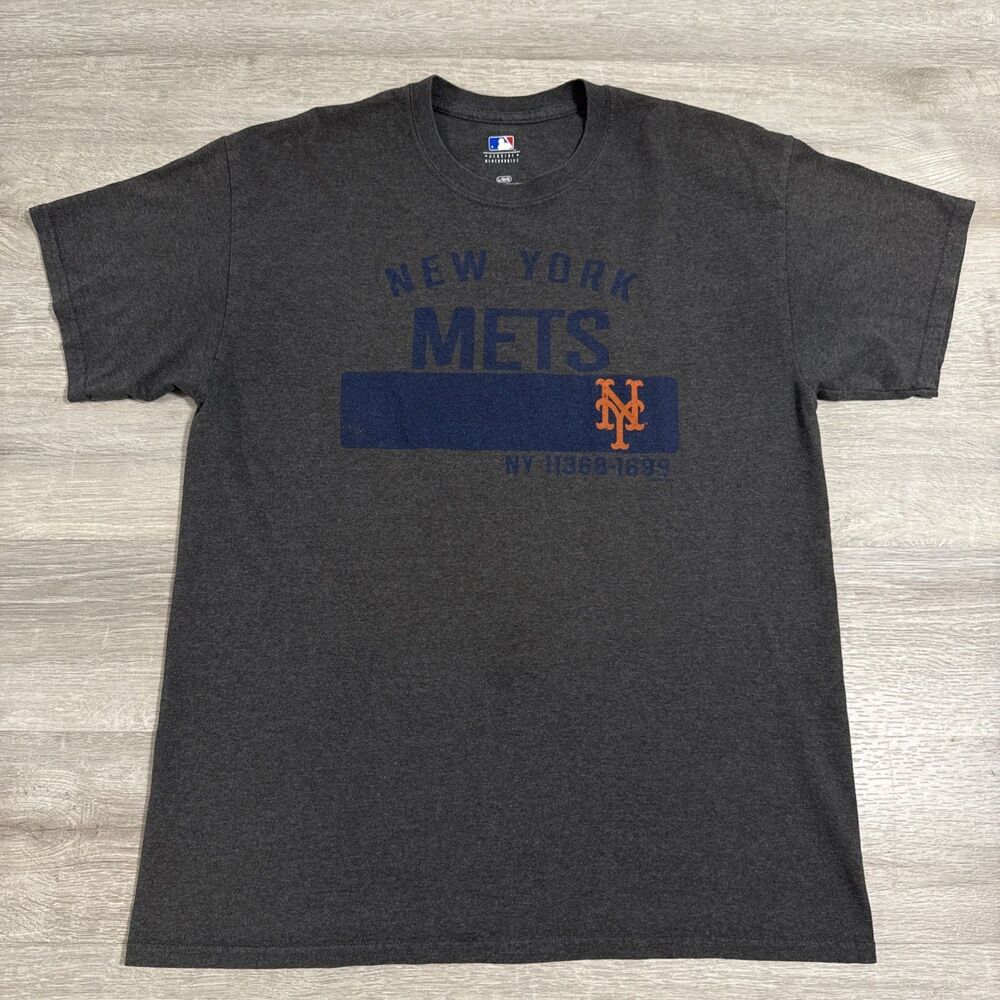 New York Mets Shirt Men's Gray MLB Genuine Merchandise Short Sleeve Large